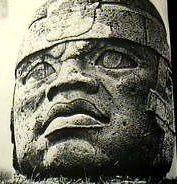 Olmec head in Nubian warlike helmet 1100 BC
